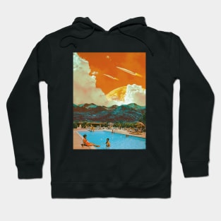 The Pool Place At The Summer Moon - Space Collage, Retro Futurism, Sci-Fi Hoodie